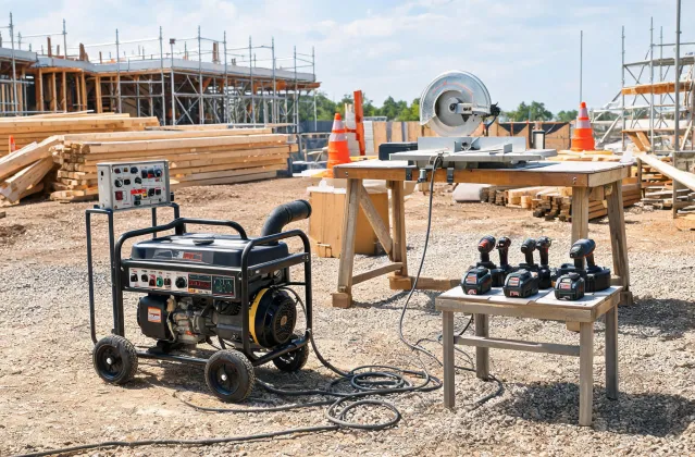 Generator powering construction tools