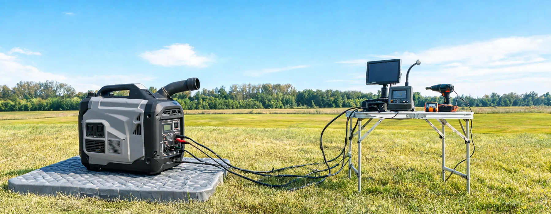 Portable generator applications in a managed outdoor work zone